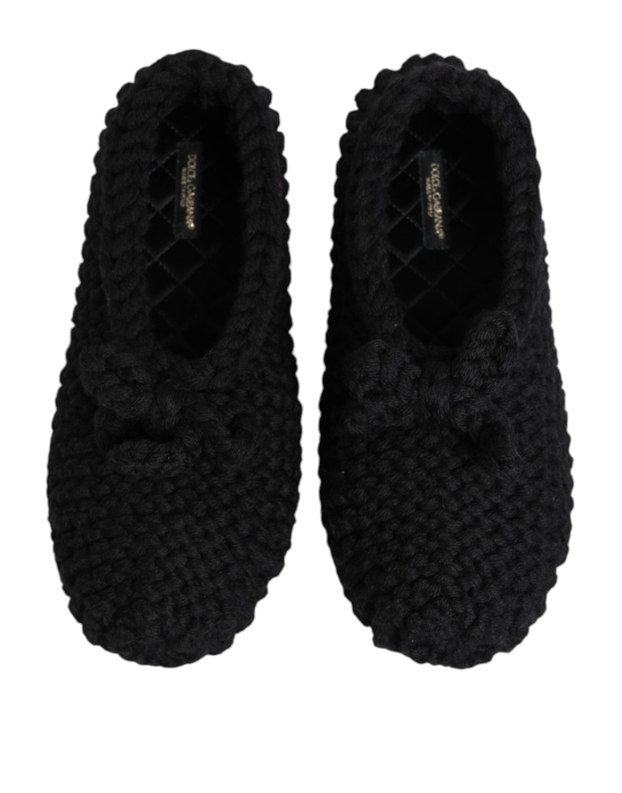 Dolce & Gabbana Siyah Yün Örgü Slip-On Balerin Ayakkabı